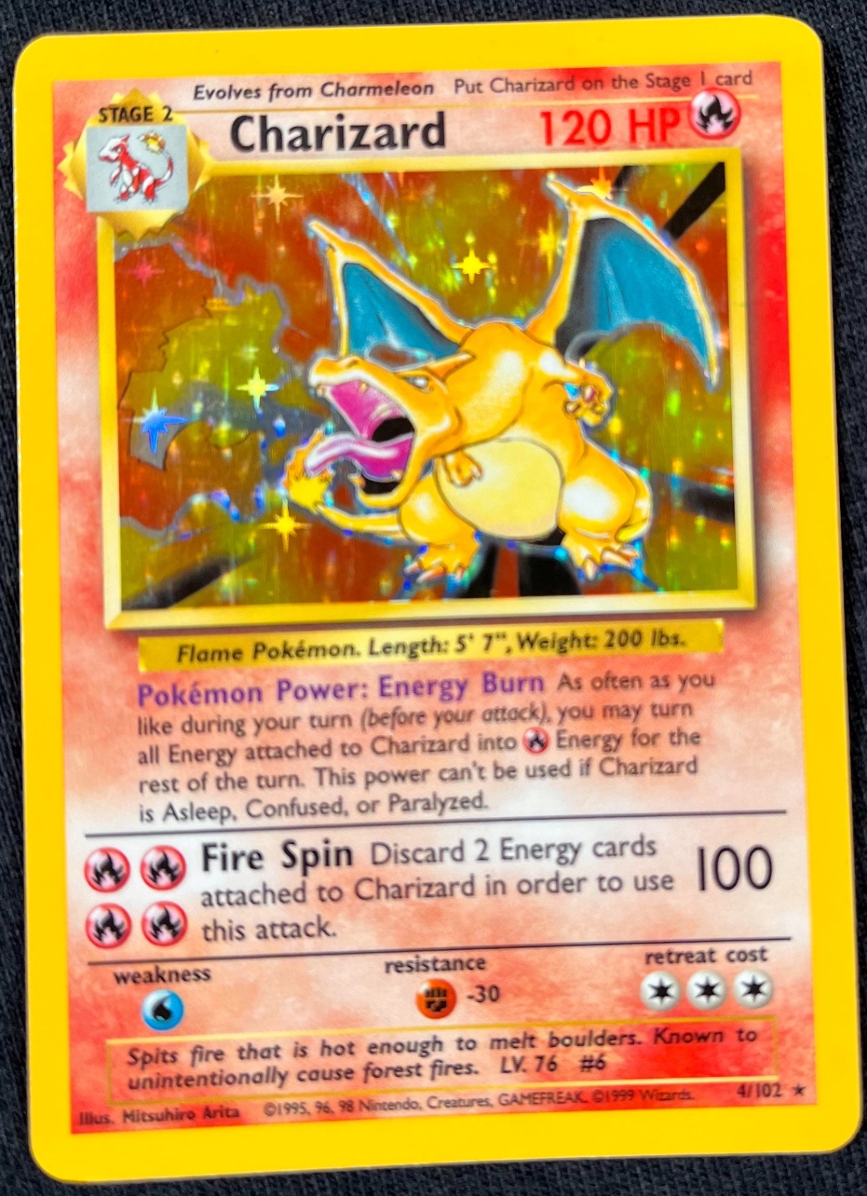 1999 Charizard 4/102 Holo Base Set Unlimited