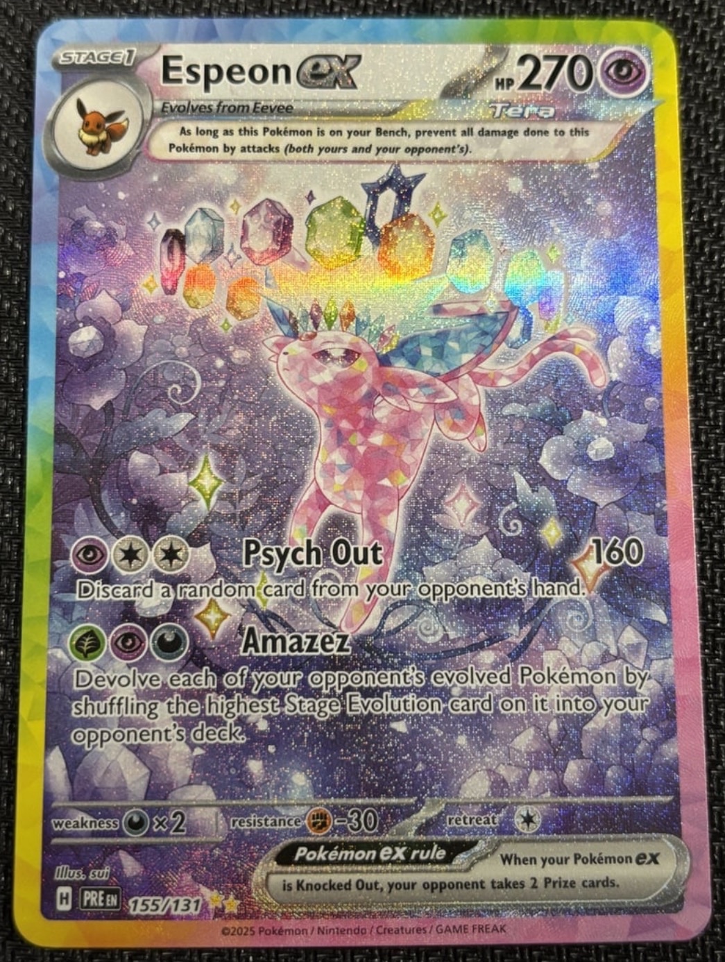 2025 Espeon ex ex 155/131 Prismatic Evolutions Special Illustration Rare