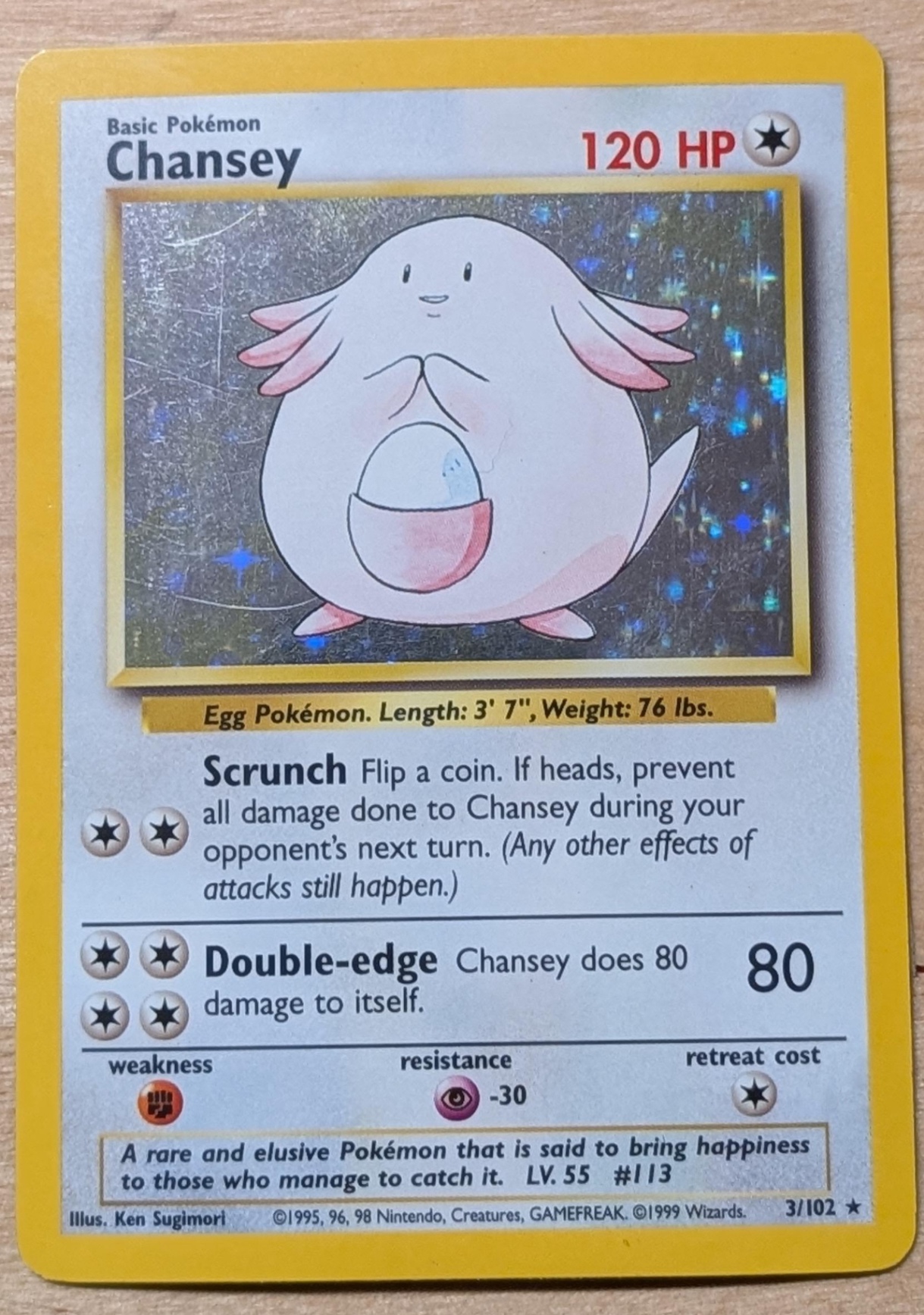 1999 Chansey Holo Rare 3/102 Rare
