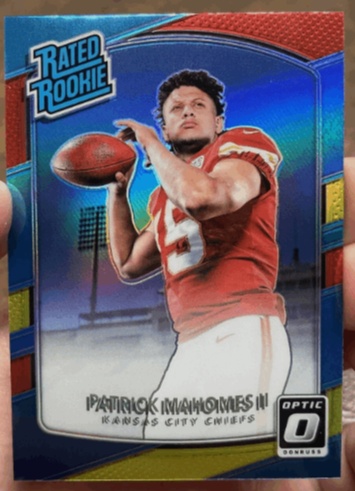 Close-up of a holographic trading card