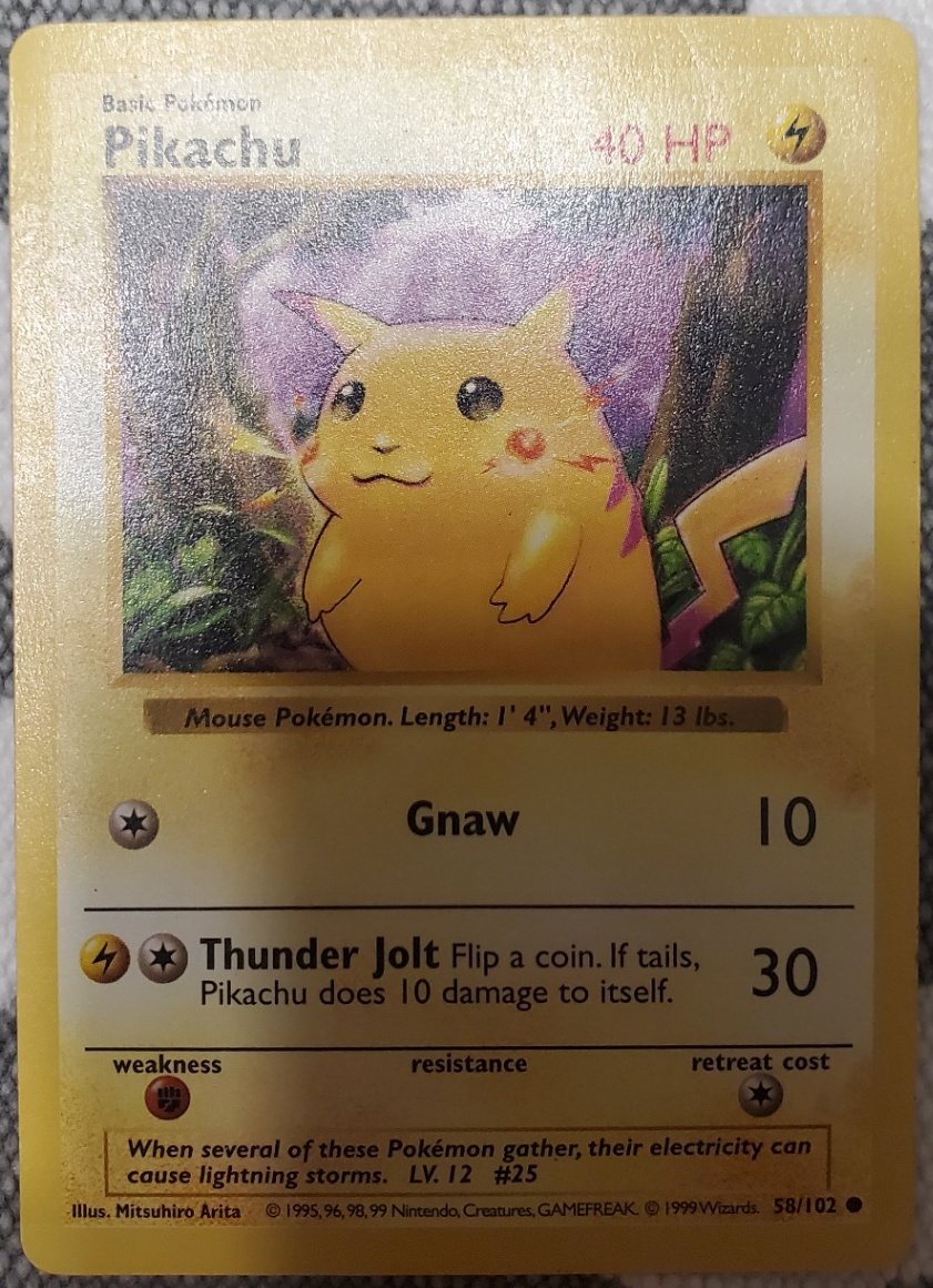 1999 Pikachu Shadowless Red Cheeks 58/102