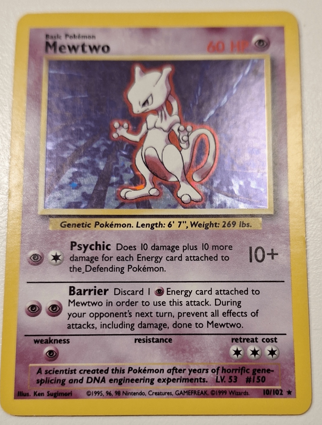 1999 Mewtwo 10/102 Holo Base Set Unlimited