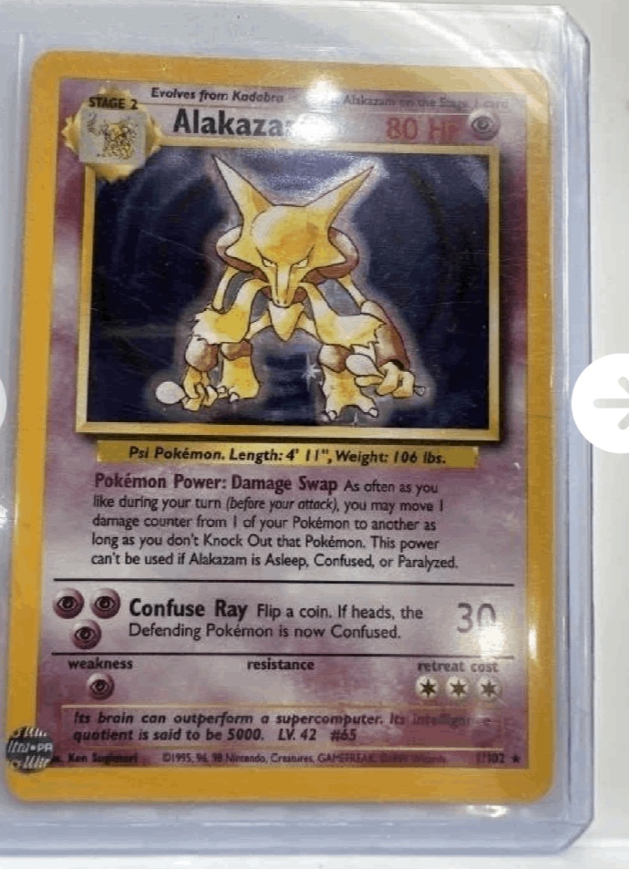 1999 Alakazam Reverse Holo 1/102 Rare