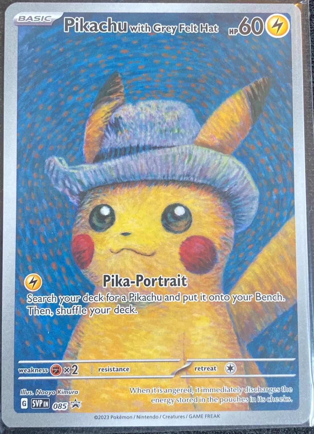 Pikachu with grey felt hat