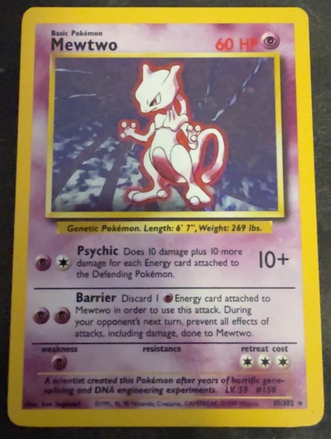 1999 Mewtwo 10/102 Holo Base Set Unlimited